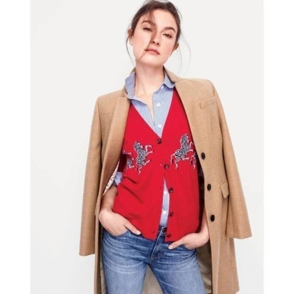 [J. Crew] Merino Wool Zebra Novelty Print Cardigan - Picture 12 of 13